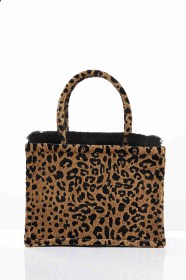 LEOPARD VELVET BROWN MEDIUM TOTE BAG (3)